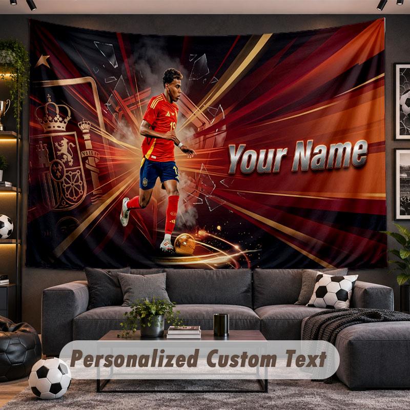 Arazzo da Appendere alla Parete Nome Personalizzato Modello Lamine Yamal Tessuto Stampato Personalizzato Decorazione Murale