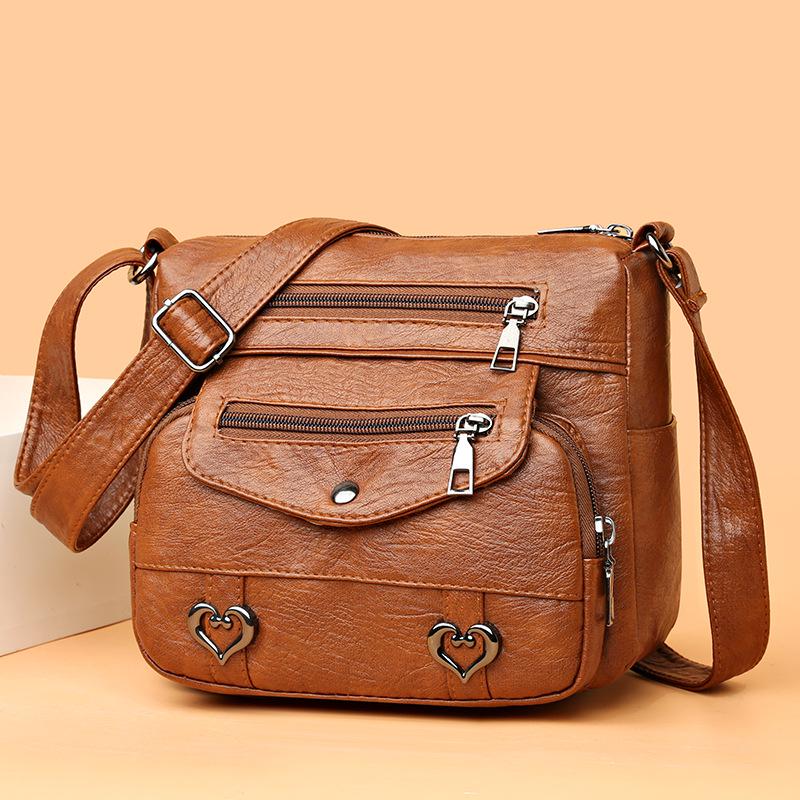 Versatile Crossbody Soft Leather Bags for Women - Multi-Pocket Shoulder Bags for Middle-Aged and Elderly, Ideal for Travel.