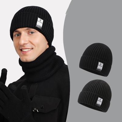 Men's Autumn Winter Coldproof Knitted Hat Velvet Warm Wool Hat Riding Hat