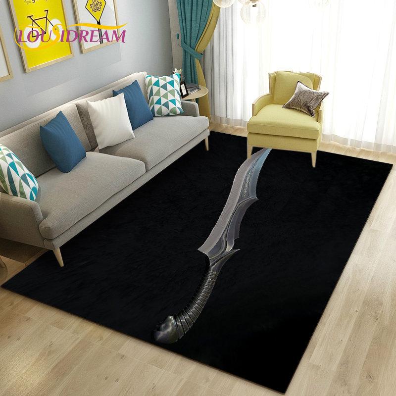 3D Sword Dagger Machete Saber Knife Area Rug,Carpet Rug for Living Room Bedroom Sofa Doormat Decor,Kid Play Non-slip Floor Mat