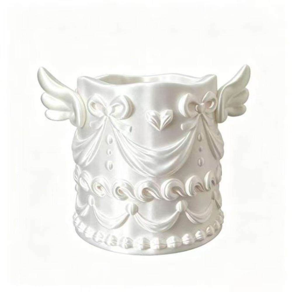 Desktop Storage Cosmetic Organizer Bucket Angel Wings Brush Holder Desktop Organization
