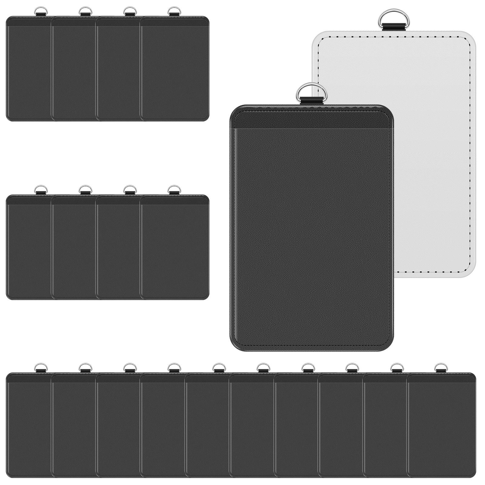 

20Pcs Sublimation Blank Clear Genuine Leather ID Badge Holder Student Campus Lanyard Cards Holder Badge Photo Sleeves Key Holder