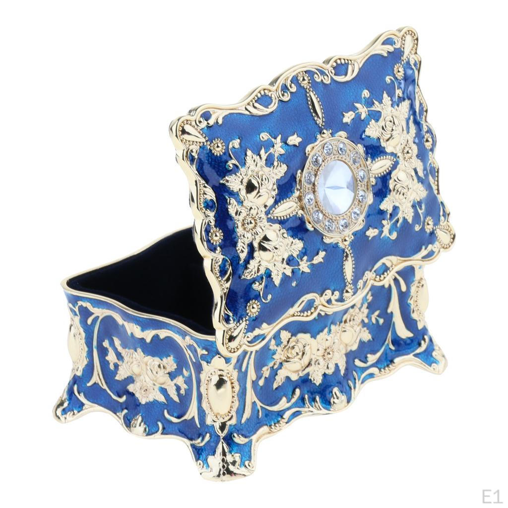 Finish Vintage Jewelry Box, Floral Engraved Surface with flowers Carvings