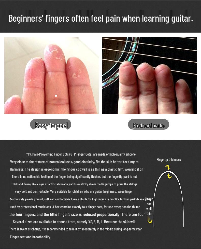 Ultra-Thin Invisible Finger Cots for Left Hand—Pain-Proof for Guitar, Ukulele & Other String Instruments