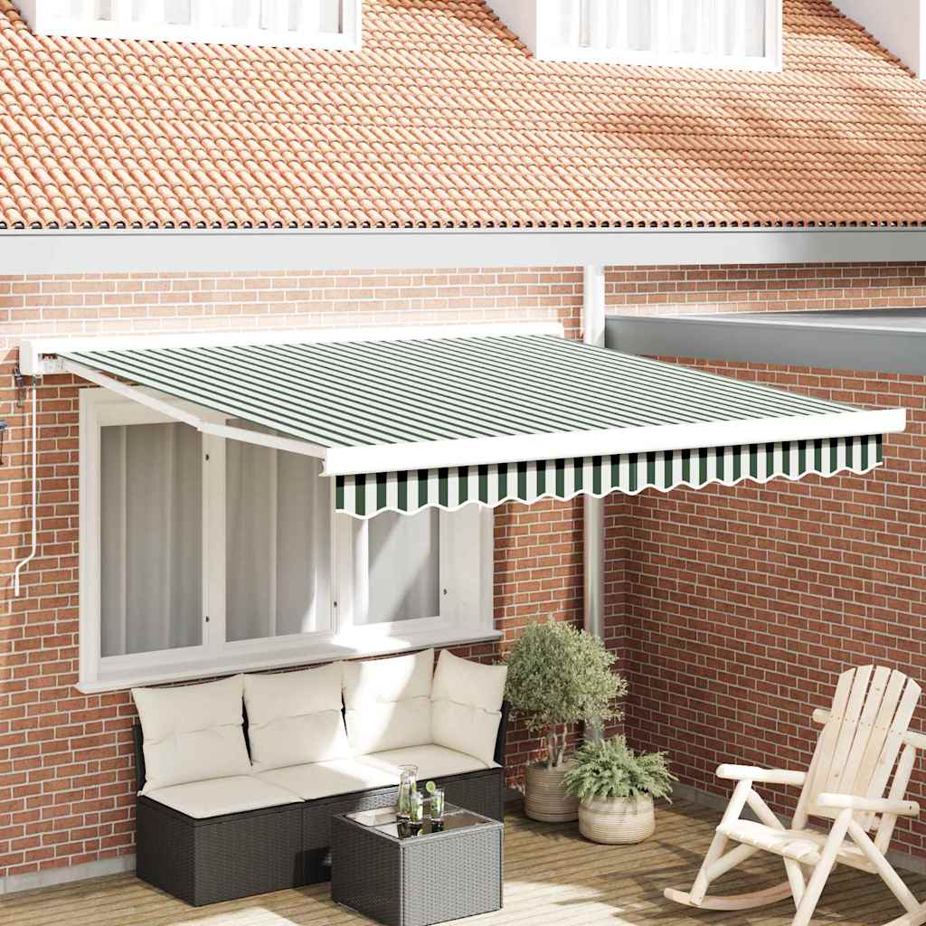 Retractable Awning Green and White 300 X 250 X 165 Cm