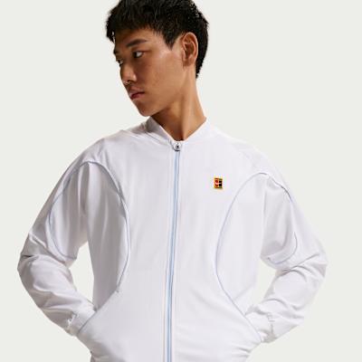 Nike Dri Fit Tennis Tops Men s White Stand Collar Moderate XL