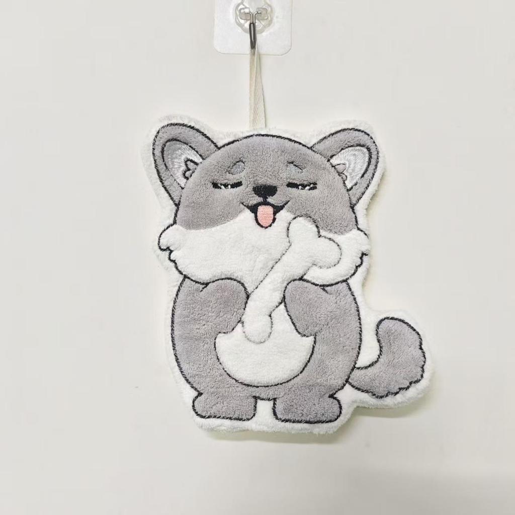 Cartoon Kitchen Hand Towel - Thick, Absorbent, Lint-Free, Cute Hanging Dishcloth for Bathroom and Household Use