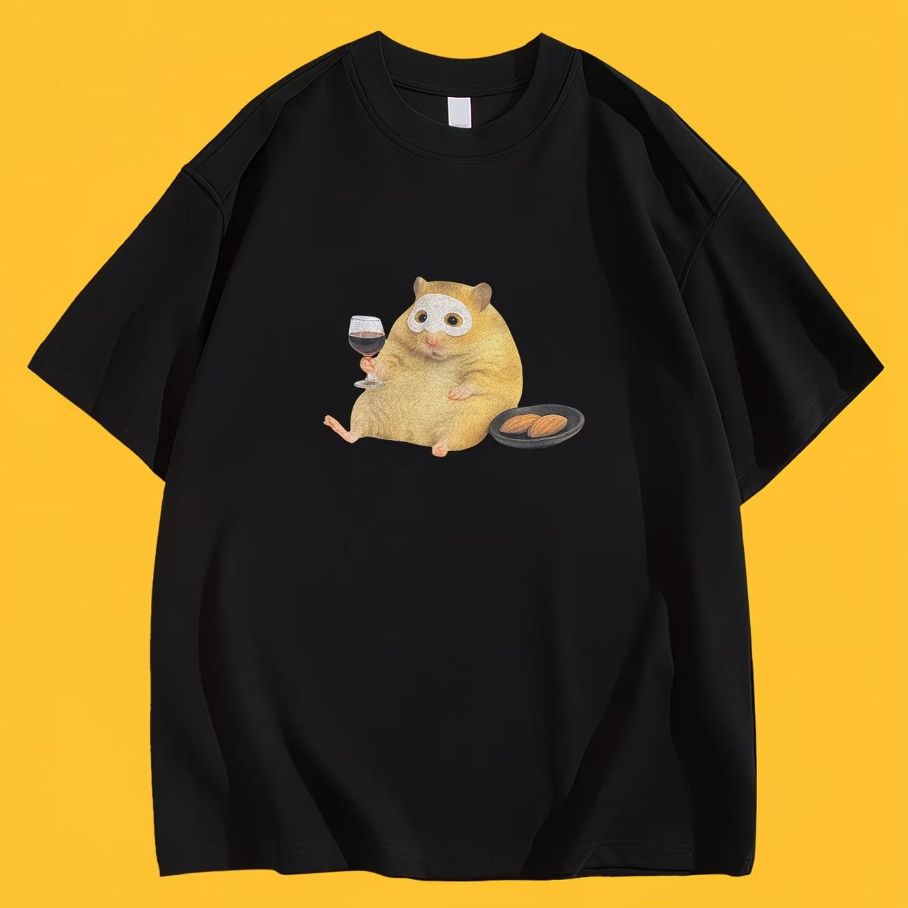 

Kawaii Hamster Mask TShirt Aesthetic Animal Graphic Tee Summer Short Sleeve Harajuku Style Cute Pet Lover Gift Trendy Girl Tops 4XL