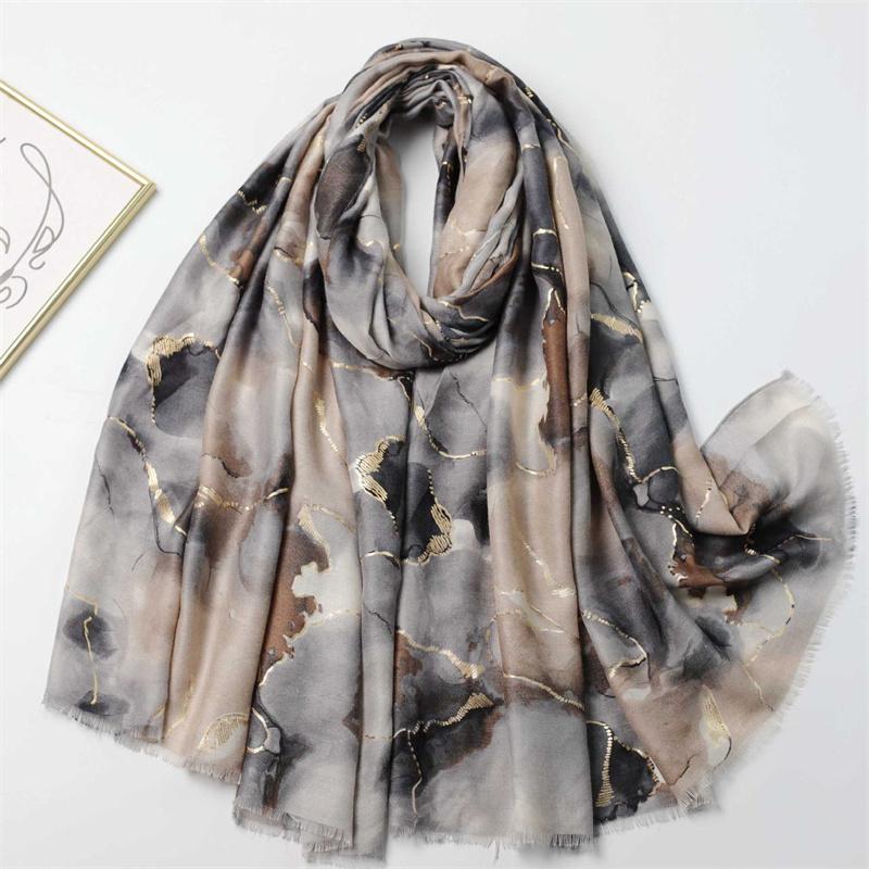 Winter Lurex Glitter Abstract Drawing Fringe Viscose Shawl Scarf High Quality Wrap Pashmina Stole Bufandas Muslim Hijab 180*90Cm