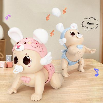 Bebek Elektrikli Emekleyen Oyuncak Bebek Müzikli Işıklı USB Şarj Edilebilir Bebek Yürümeye Başlayan Erkek Kız Çocuklar için İnteraktif Yürüyen Emekleyen Öğrenen Oyuncak Bebek