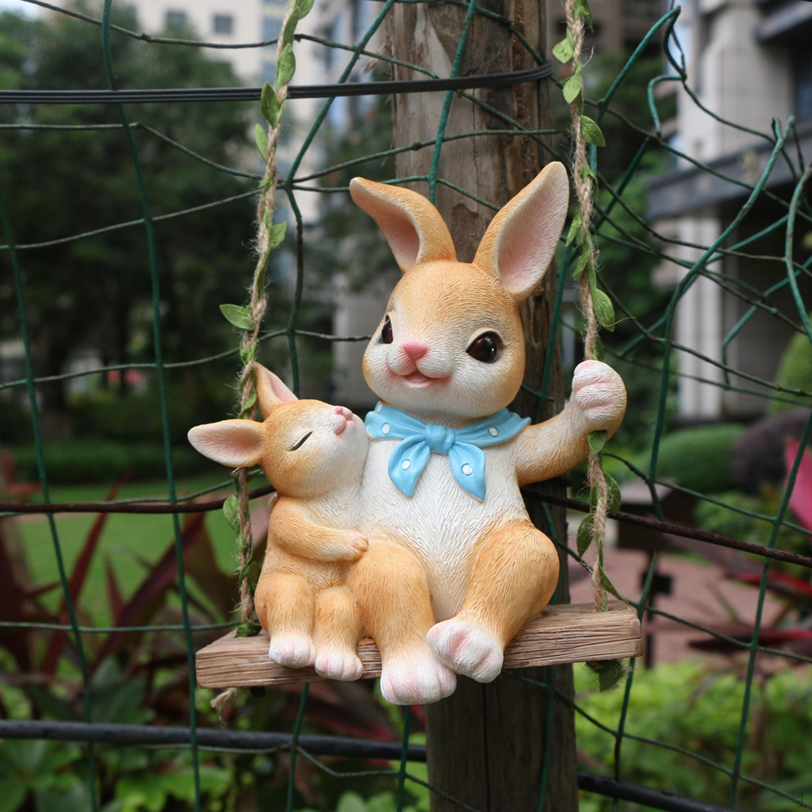 

Качели Кролик Садовая Статуэтка Фигурка Кролика Животные Поделки Подвесная Скульптура Украшение из Смолы для Прихожей коричневый