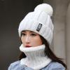 Wintermütze Damen Strickmützen Dick Warm Winter Damen Strickmütze B Buchstaben Mütze Beanie Mütze Fahrradmütze Schal 2-teilige Sets