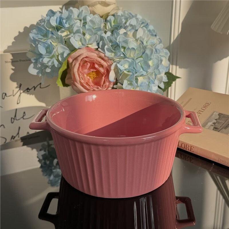 ZZ Double-Ear Underglaze Ceramic Soup Bowl 7 inch