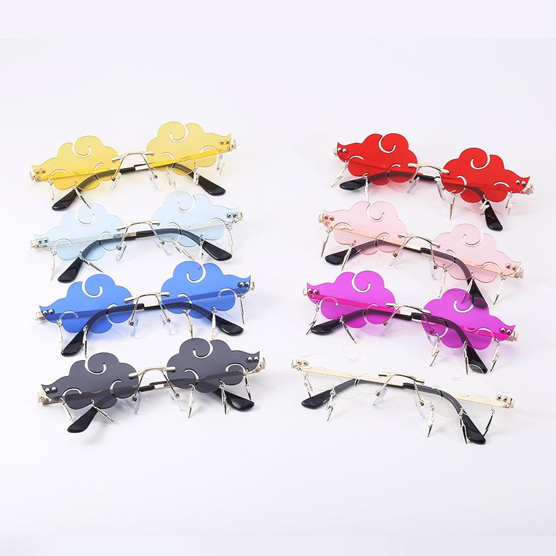 Lightning Pendent Sunglasses Funny Clouds Shaped Sunglasses Rim-Free Sunglasses 90s Disco Party Spectacles Sun Spectacles Steampunk