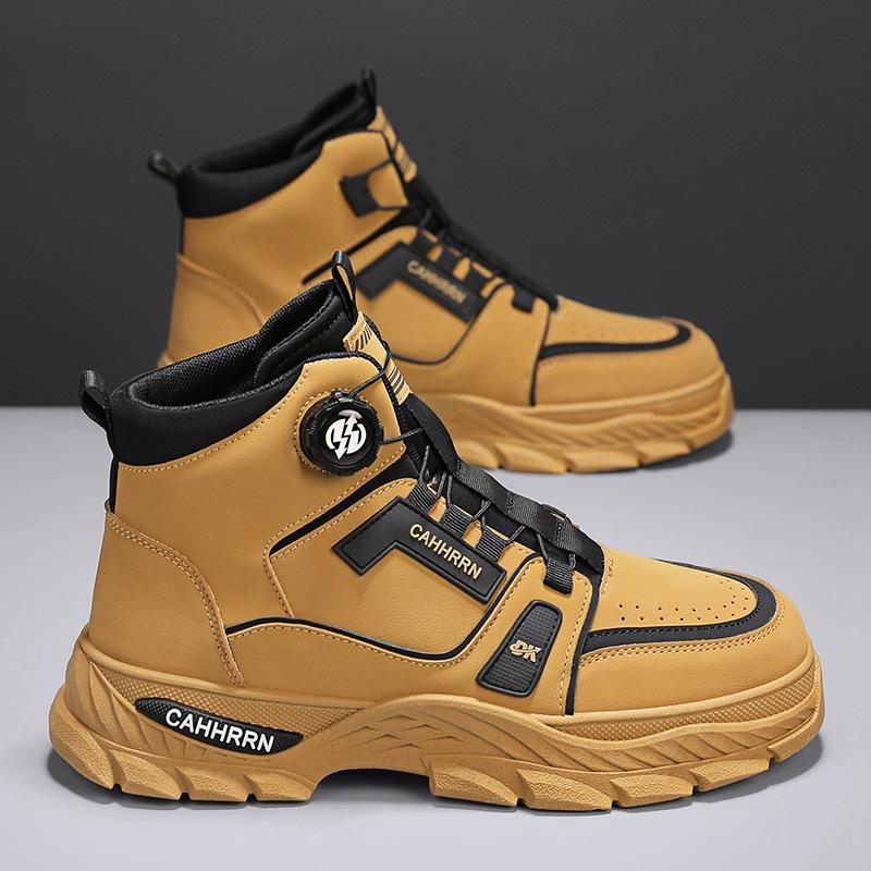 

Rotating button high-top Martin boots men s shoes autumn and winter new 2024 tooling shoes men s British style platform short boots 39