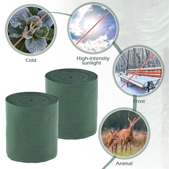 Tree Protector Wrap 49 Ft/66 Ft Heavy-Duty Breathable Trunk Bark Guard Winter Freeze Protection Wrap Cold-Proof Cloth for Young Trees Plants Shrub