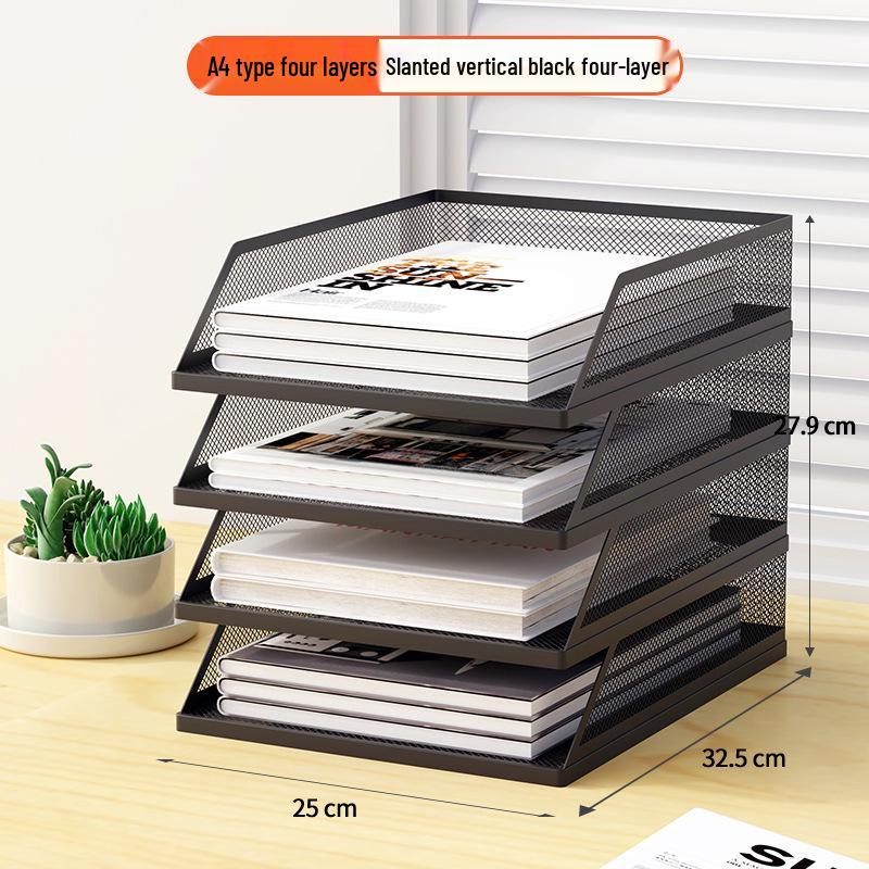 A3A4 Metall Desktop Aktenorganizer Rack - Büroarbeitsplatz Dokumentenhalter