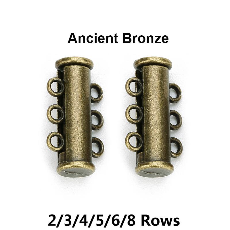 

5pcs Gold Plated Strong Magnetic Slide Tubes Lock For Layered Bracelet Necklaces Buckle Hook Jewelry Making Findings Wholesale 2 Rows