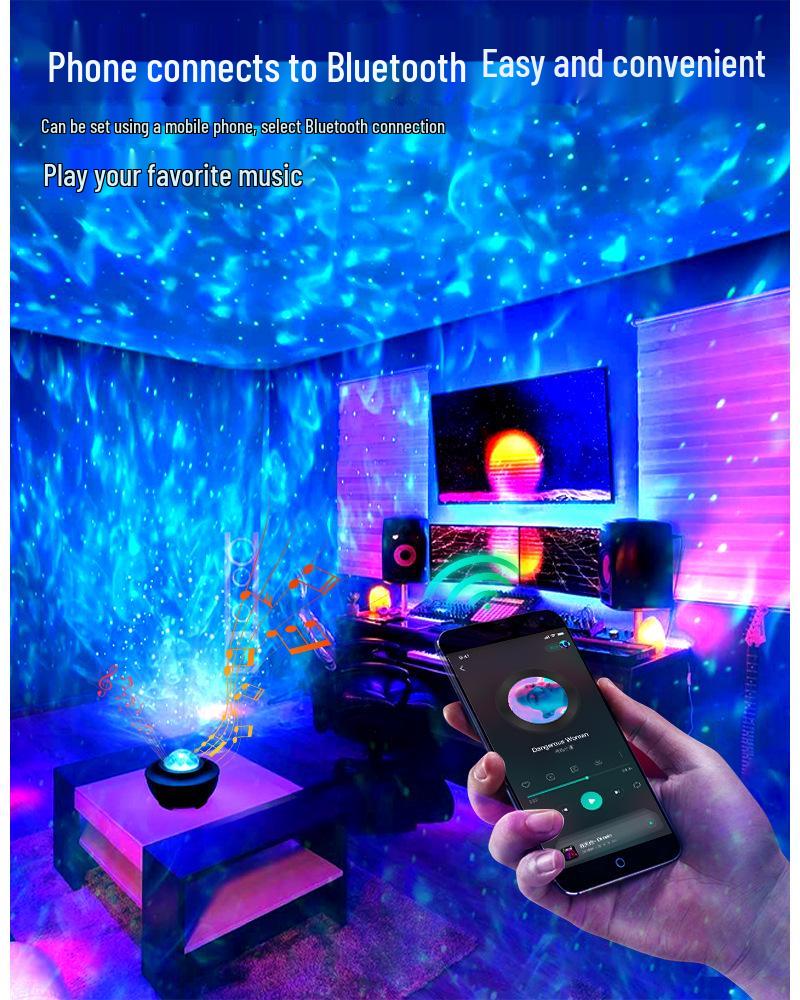 Starry Sky Bluetooth Projector: Rotating Starlight Laser and Music Light for Bedroom Atmosphere