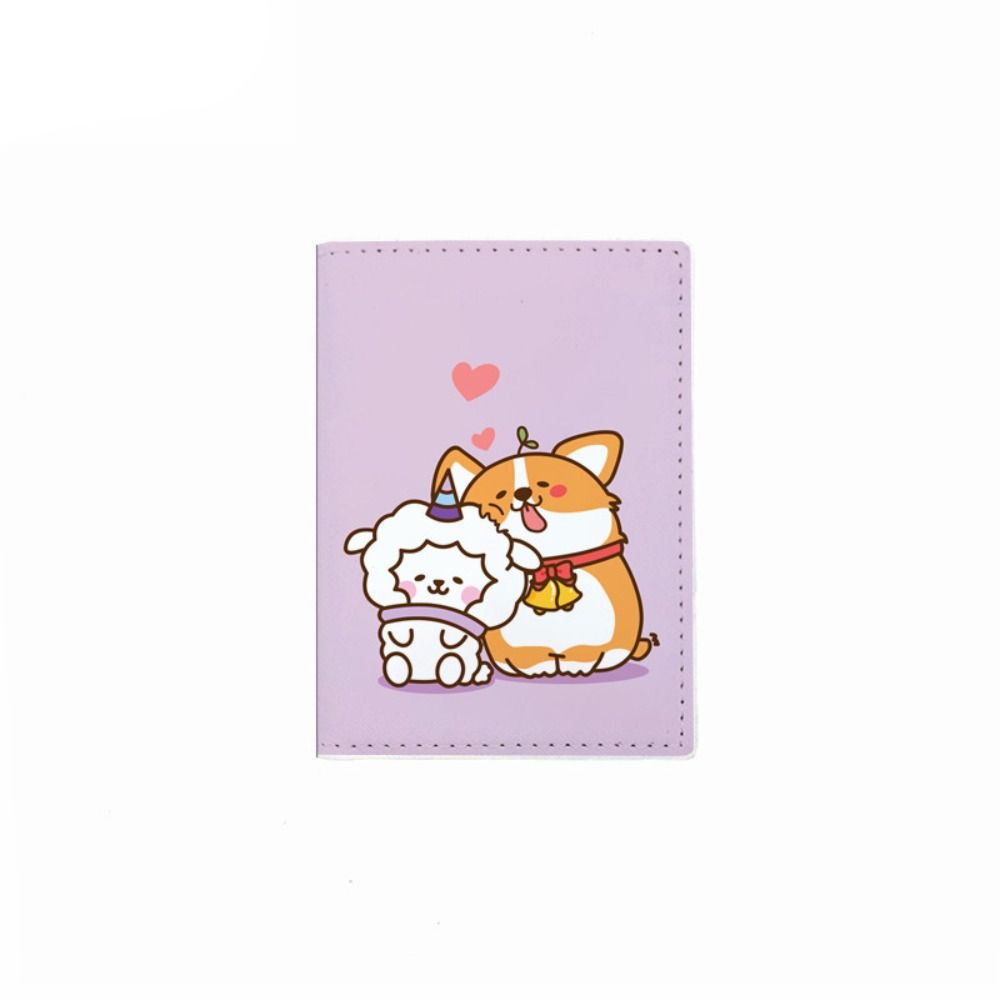 

New PU Leather Corgi Dog Passport Bag Cartoon Multi Functional Passport Cover Cute Men Women Travel Accessories