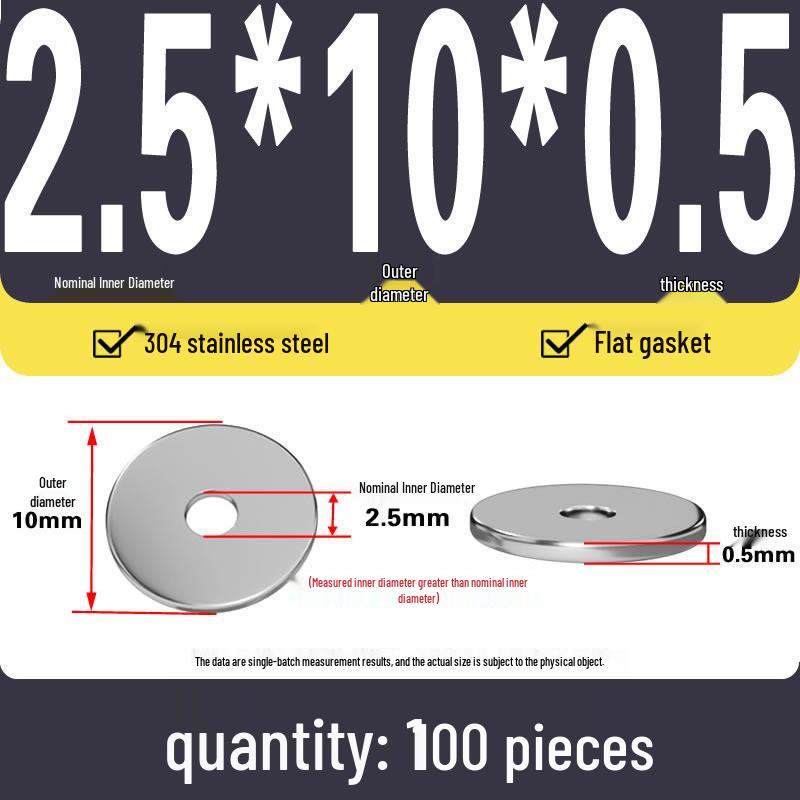 Plochá podložka z nerezové oceli 304 pro nastavení vůle hřídele (0,1/0,2/0,3 mm)