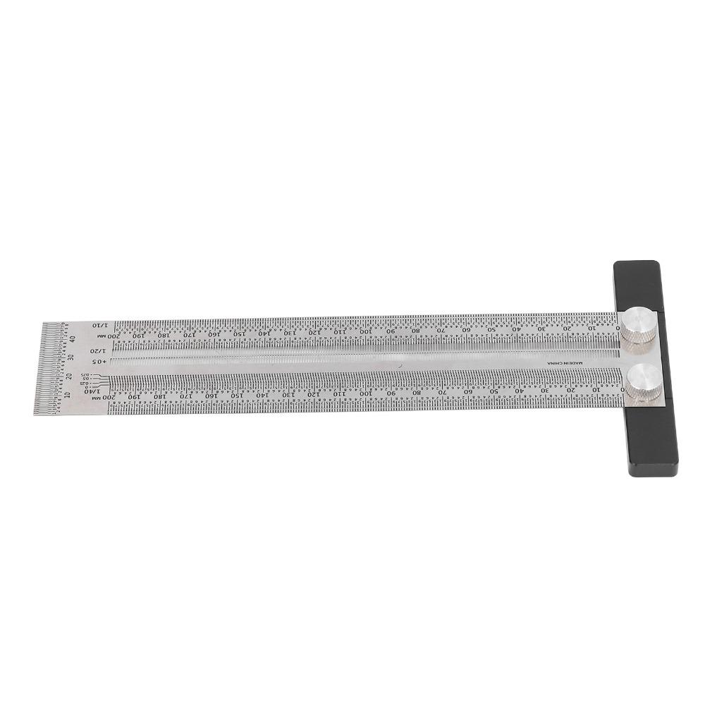 Measuring Length 200mm Carpenter T Ruler Silver Measuring Gauge Industrial Layouts
