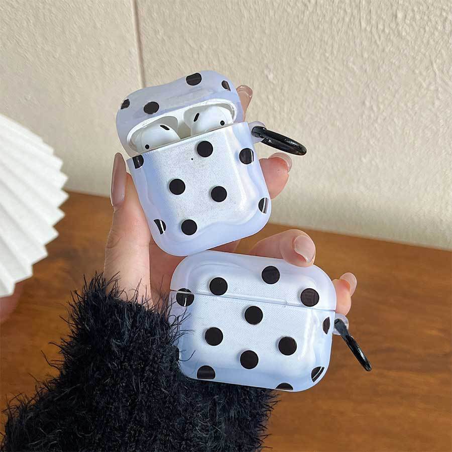 Black and White Polka Dots for AirPods Pro1 Apple Bluetooth Wireless Headset Cover Wave Soft 1/1/1 Pendant