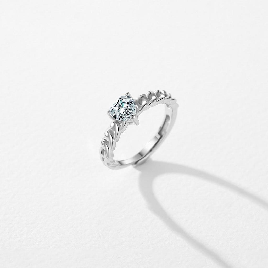 MODIAN Real 925 Sterling Silver Heart Engagement Open Size Ring Dazzling Cubic Zirconia Romantic Band For Women Wedding Jewelry