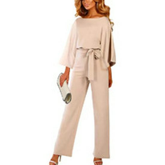 Solid Color Short-Sleeve Tie-Sleeve Romper Jumpsuit