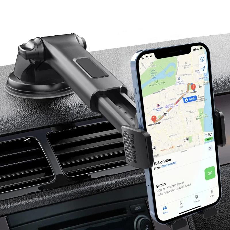 Car Cell Phone Holder Cellphone Mount for Dashboard Windshield Auto Dash Mobile iPhone Stand Support Clip Fit 4.7-7" Smartphone