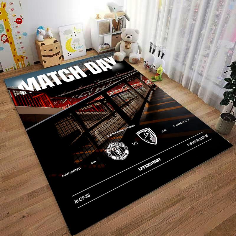 Manchester United Match Day Old Trafford Stadium Poster vintage retro distressed print - Printed Carpet Rug for living room bedroom dorm decor