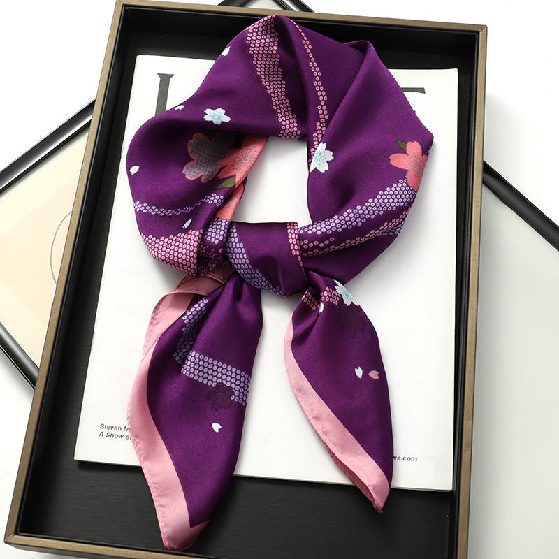 70*70CM Fashion Silk Square Scarf Women Satin Shawl Wrap Hijab Female Hair Band Luxury Ladies Print Design Headband Scarves