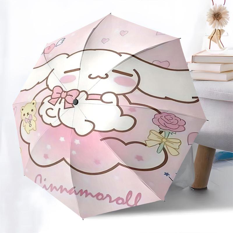 1pc Cinnamoroll Automatic Folding Umbrella - Portable 3-Fold Design with 8-Bone Iron Frame, Perfect for Fans, Travel, Daily Use, and Festive Gifts.R00