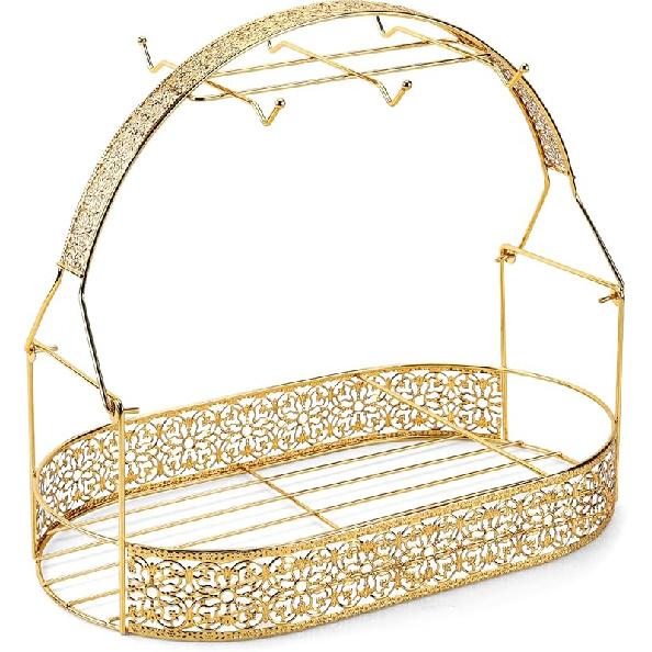 CHENP.HMC Держатель для кофейных кружек Держатели для кружек для столешницы Кофейная стойка Подставка-держатель для чашек Организатор для посуды Стойка из стальной проволоки Стойка для демонстрации Сервис для чайных чашек gold2