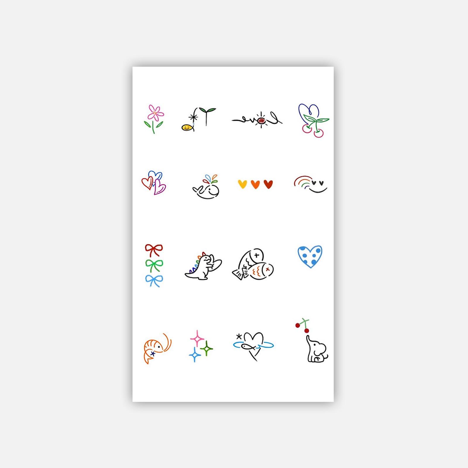 

Colorful Cartoon Finger Tattoo Sticker, Waterproof And Long-Lasting, Cute Little Pattern, Simulated Tattoo Sticker. 6*10