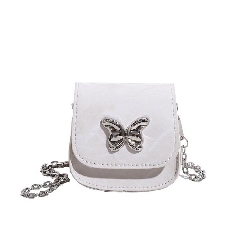 Stylish Pu Leather Mini Shoulder Bag For Women With Trendy Chain Strap белый