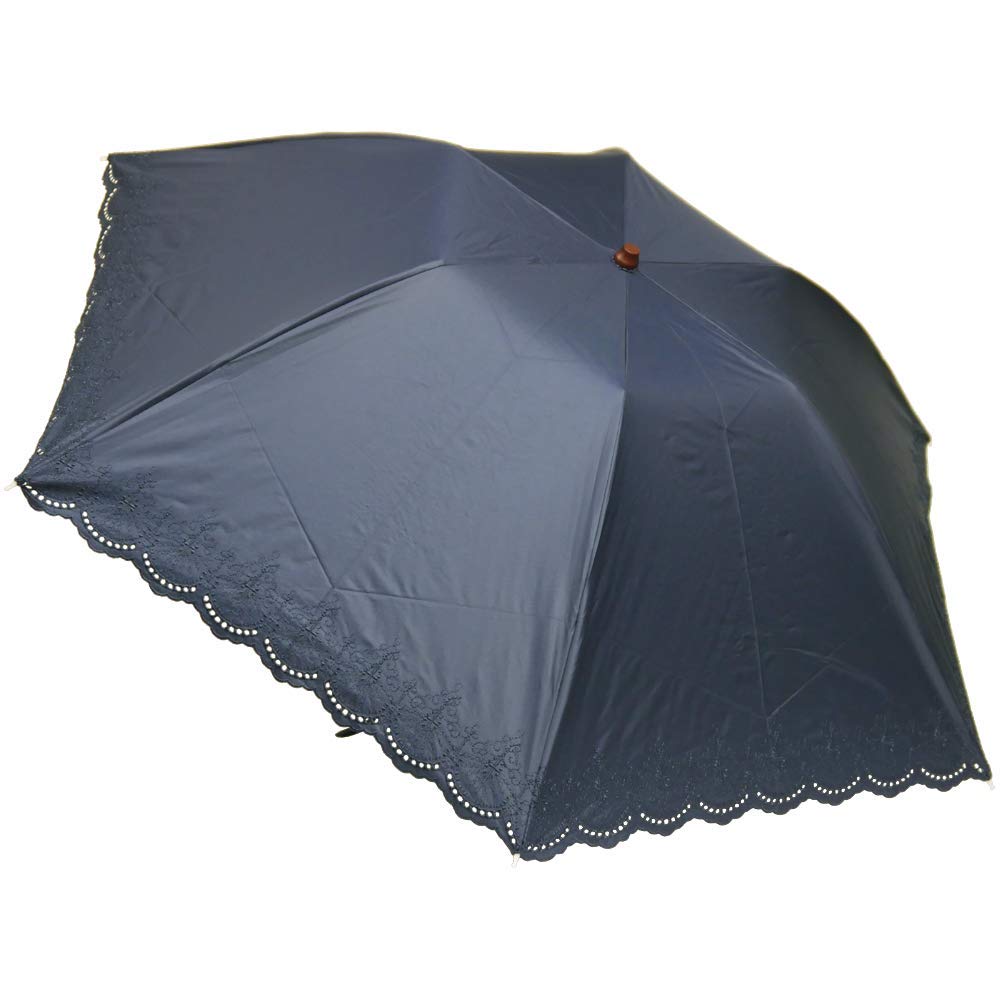 Nouvel Japonais Folding Sun and Rain UV Oriental Embroidery Parasol, Protection, Protection, (Navy)