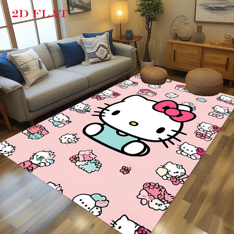 Hello Kitty Neon Stripes carpet Camping Trip Suitable For All Seasons Nap carpet Outdoor Plush carpet Bedroom