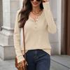 TIFICY Women's Fashion Casual Spring Autumn Solid Color Print Long Sleeve O-Neck Blouses & Shirts