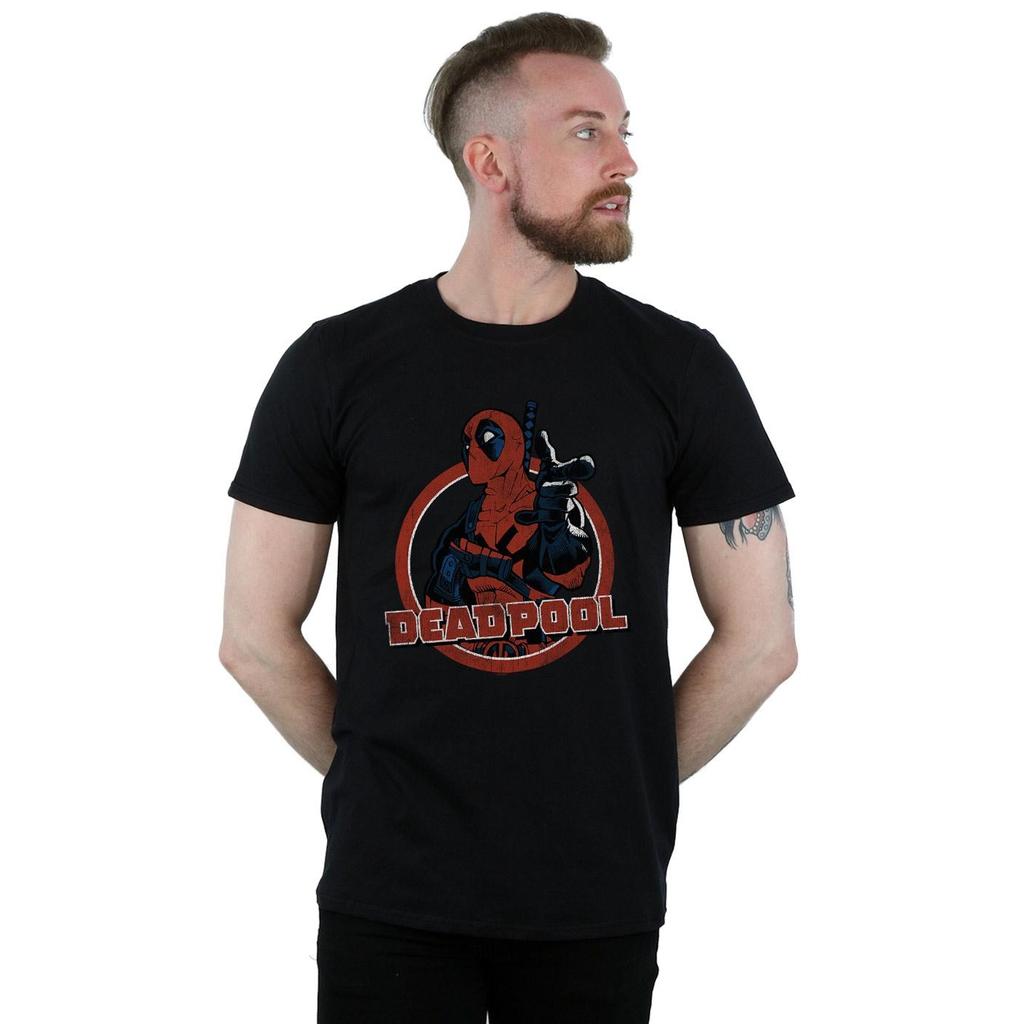 Marvel Mens Deadpool Gun Finger T-Shirt