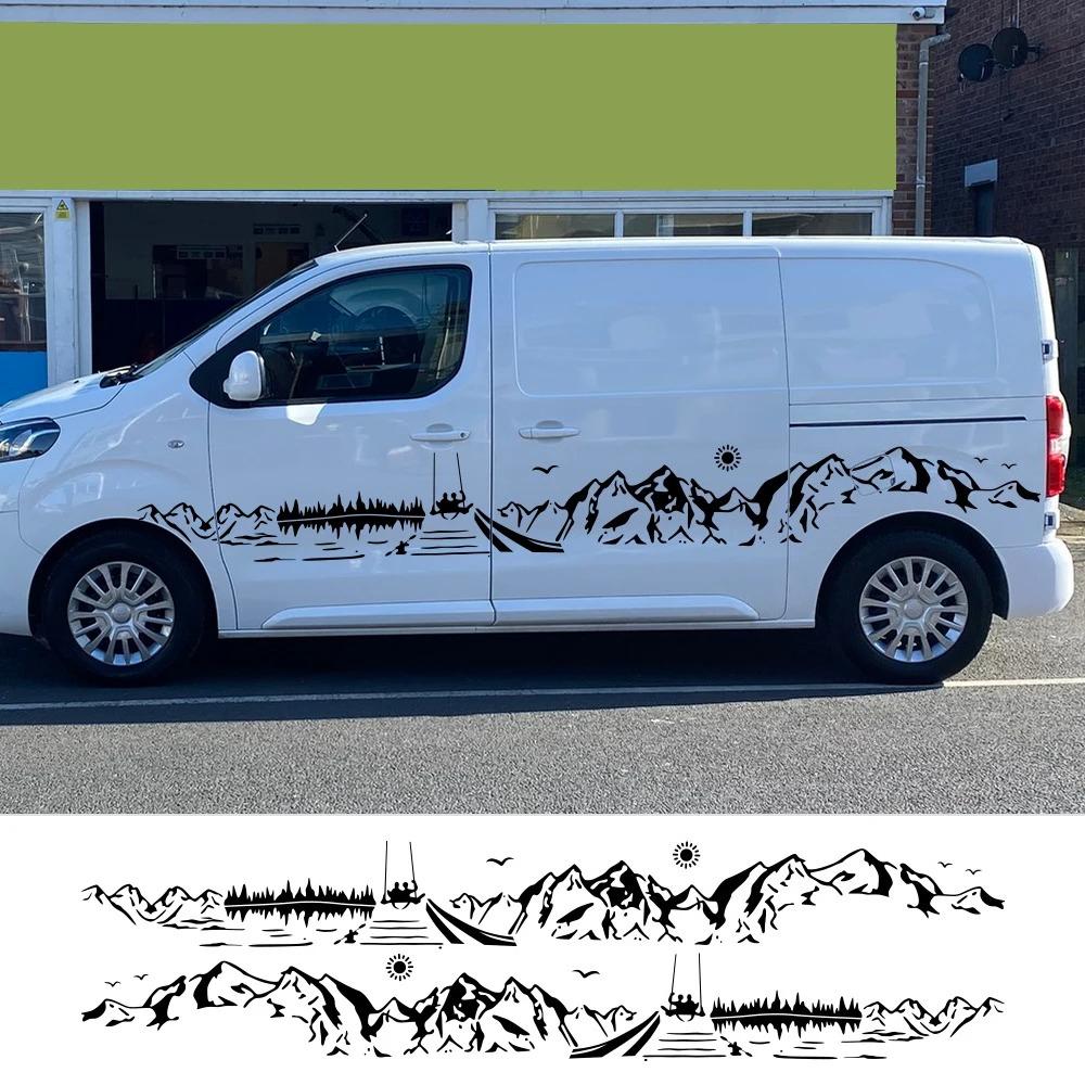Van Door Side Stickers For Toyota ProAce Verso Icon Panel Car Camper Graphics Beach Sun Sea Mountains Decor Decal Vinyl Cover