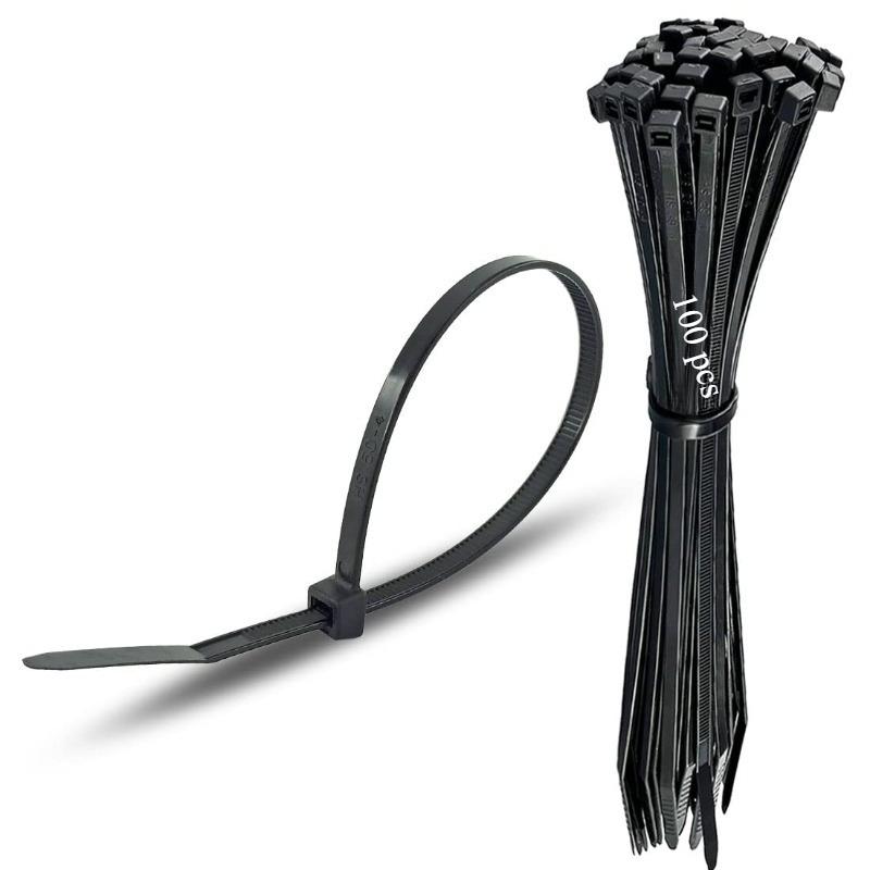 Nylon Electronic Zip Ties 100 Pcs Professional Self-Locking Cable Tie Straps Black UV Multi-Purpose Tie for Garden Fence Outside