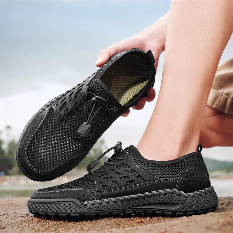 Fashion 2025 Spring Autumn Men's Outdoor Shoes Mesh Surface Hollow Breathable Travel Sports Shoes Lightweight Casual Shoes Mesh Flats