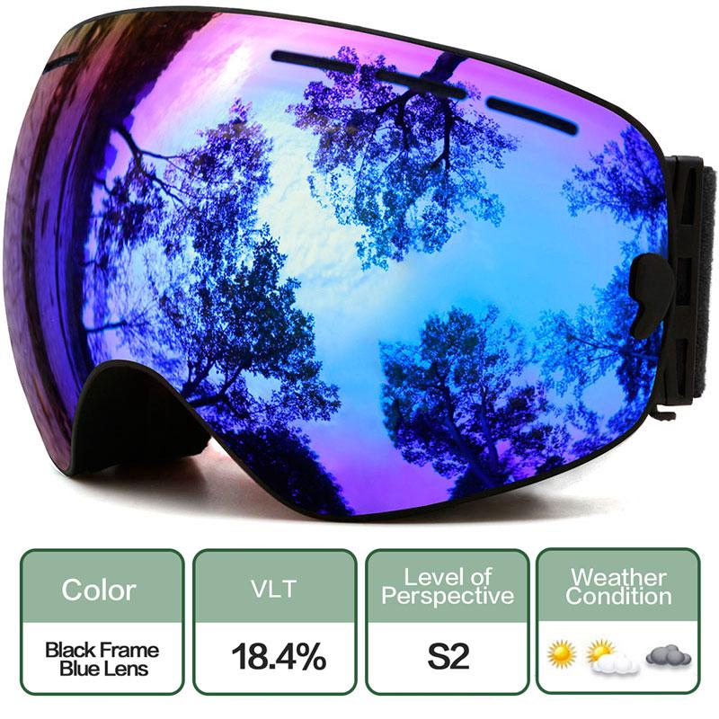 Ski Goggles Winter Snow Sports Anti-fog UV Protection for Men Women Youth Interchangeable Lens Premium Goggles