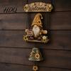 Melodious Wind Chime Bell Rustic Garden Gnome Bell Large Gnomes Welcome Hanging Doorbell Sun-resistant Ornament Decor for Front Porch Patio