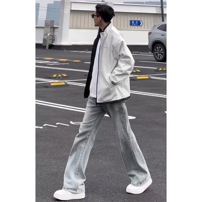 American Washed Denim Jeans Men'S Autumn New Loose Straight Leg Mop Pants High Street Wide Leg Casual Denim Pants