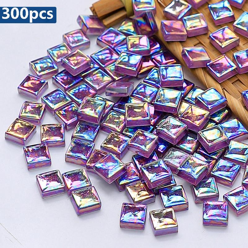 100/300Pcs Colorful Square 10X10mm Glitter Acrylic Non-Hotfix Flat Bottom Rhinestones For DIY Home Decor, Art Projects, Bathroom