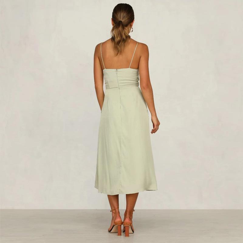 2025 neue Sommer sexy Temperament Damenbekleidung Träger ärmellos mittel und langes Kleid Kleid