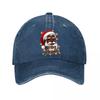 Black Santa Merry Christmas Star Washed Baseball Cap Outdoor For Womens Unisex FeUnisex