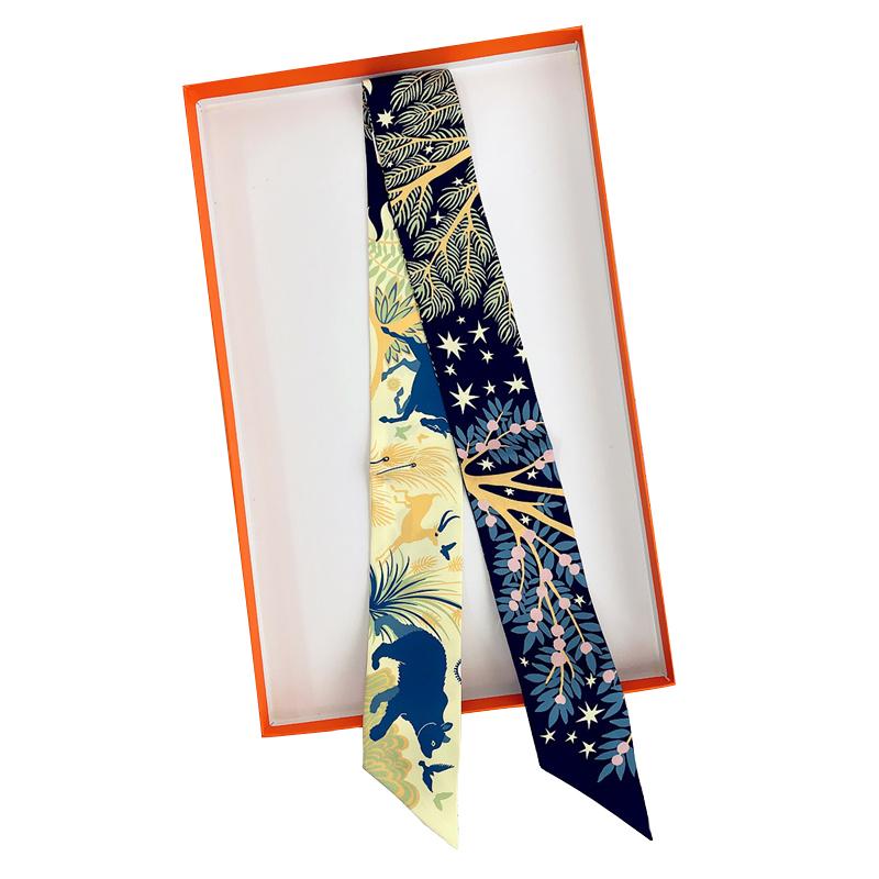 2025 Brand Design Horse Animal Women Mulberry Silk Scarf Luxury Scarves Headband Foulard Skinny Bag Wrap Scarves Neckerchief